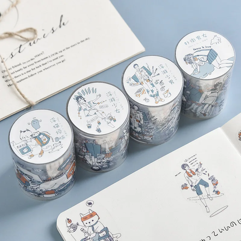

Cartoon characters and Cats Collage tape Bullet Journal Washi Tape Set Adhesive Tape DIY Scrapbooking Sticker Label Masking tape