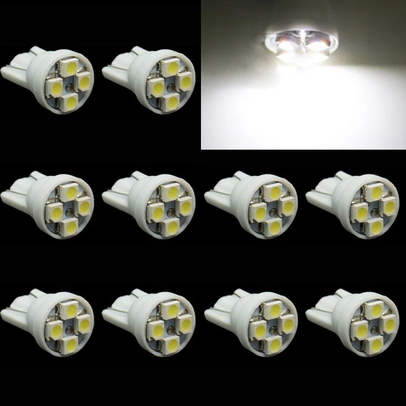 

LCARED 10X T10 4 SMD 1210 3528 194 168 w5w LED car Wedge License Plate Indicator clearance lamp light blub 12V DC