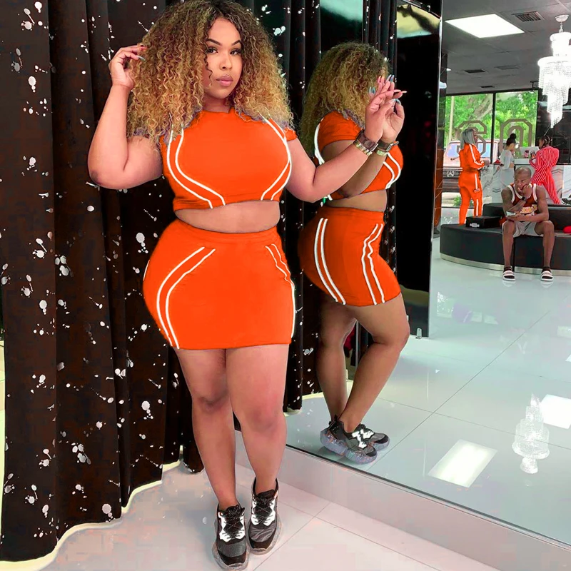 Chicology reflective stripe top mini skirt women matching 2 two piece set summer female sexy co ord clothes festival outfit