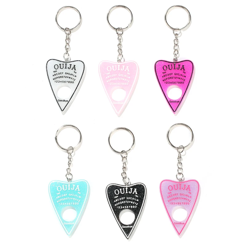 

1PC Ouija planchette glitter resin charm keychain Ouija keyring Ouija board keyring handbag charms for woman