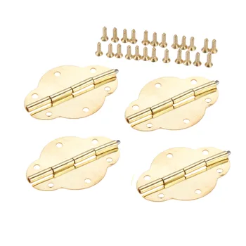 

4Pcs 46x35mm Vintage Jewellery Box Hinge Gold Decoration Door Hinges For Wooden Cabinet Door Furniture Hardware with Screws