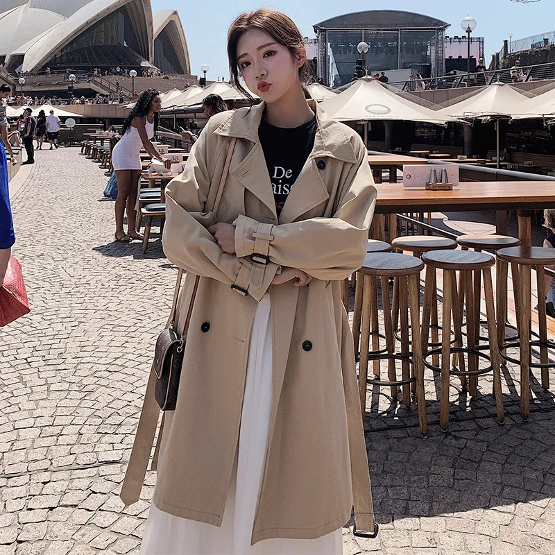 

[EWQ] 2019 Autumn Winter New Korea Style Long-sleeved Solid Color Fashion Casual Long Coat Loose Windbreaker Jacket Women QK031