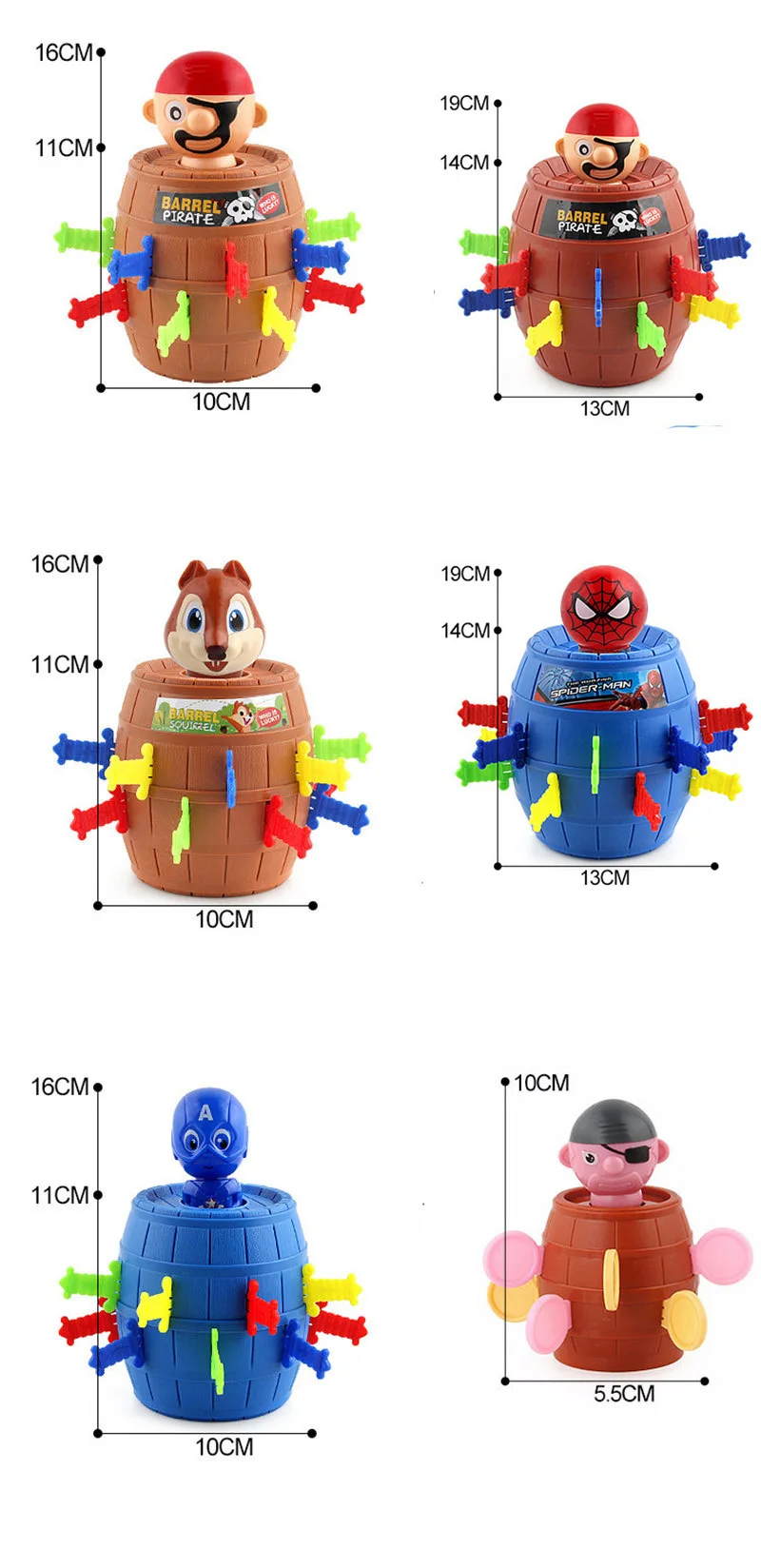 Новейший детский Забавный гаджет супер герой Человек-паук игра "Пиратский бочонок" игрушки для детей Lucky Stab Pop Up Toy