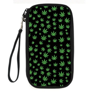 

ELVISWORDS Women Card Holder Leaf Print Passport Cover Men's Business Card Holder Fashion ID Card Holders Female Card Organizer