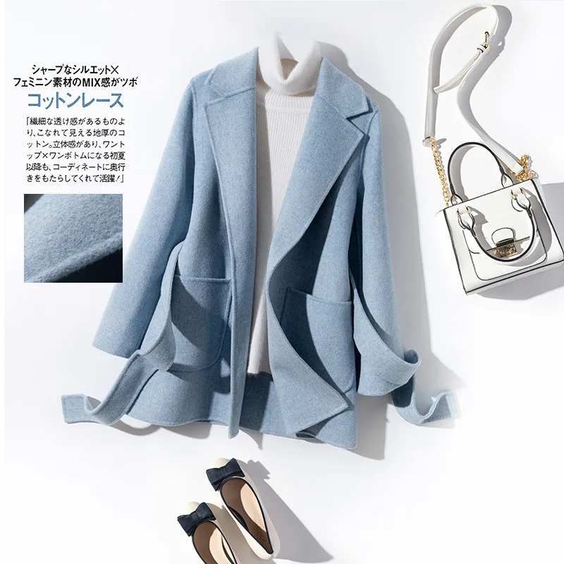 KMETRAM шерстяное пальто Женская куртка женские весенние корейские шерстяные пальто и куртки Женская ветрозащитная куртка Mujer MY2681 - Цвет: sky blue