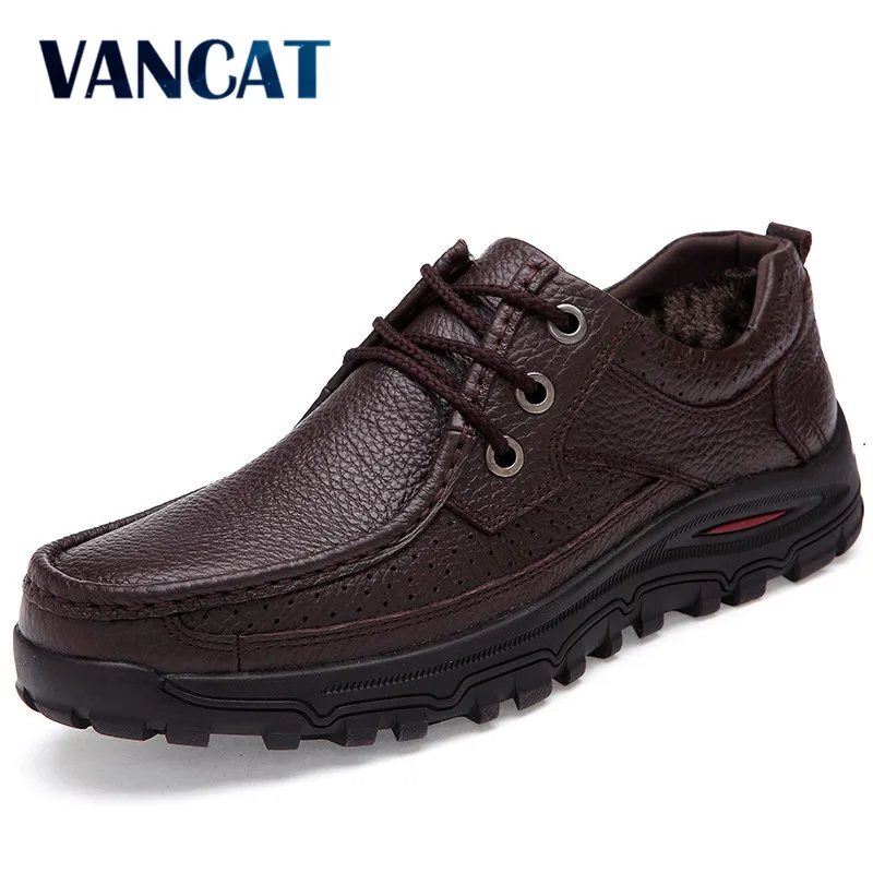 Prix VANCAT Véritable En Cuir chaud hommes bottes grande taille 48 mode hiver bottes, confortable cheville bottes hommes chaussures, qualité de neige bottes
