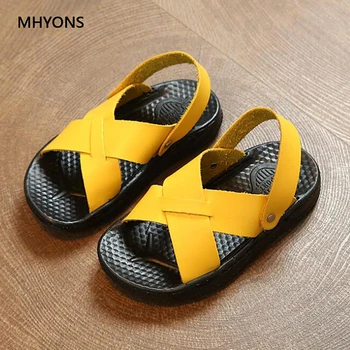 

2019 Fashion Soft Leather In Summer The New Sandals For Boys Boys Girls Sandals Children Beach Shoes Kids Non-slip Sport Sandals