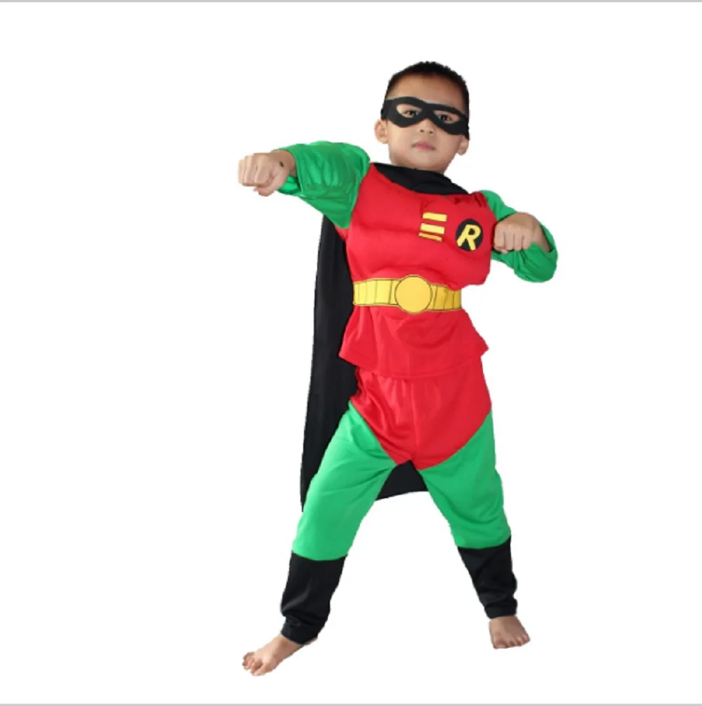 Костюм Робина для детей от 3 до 7 лет, костюм на Хэллоуин для мальчиков, костюм Робина, костюм для костюмированной вечеринки комплект одежды для малышей