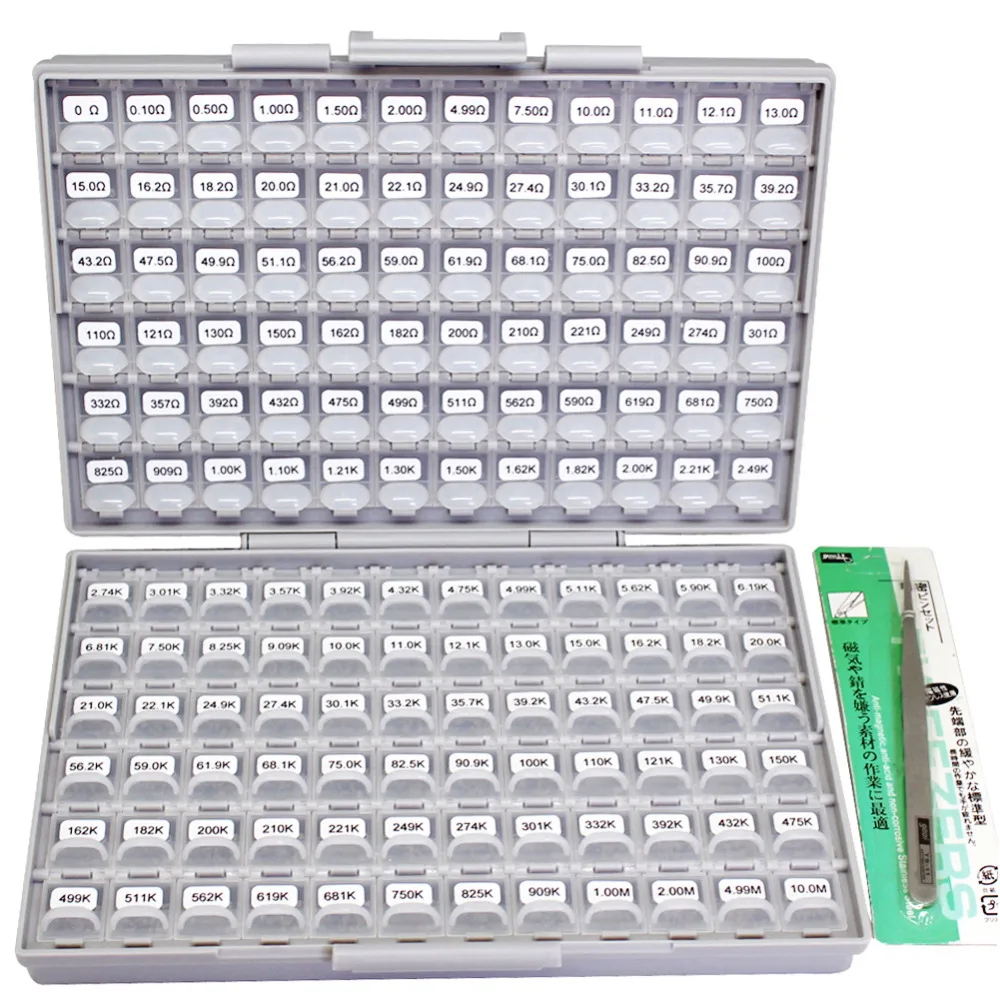 Kopen AideTek Nieuwe SMD 0603 1% 144 Waarden Weerstand Kit 10 Mohm diverse 14400 DOOS ALLE DE UK Schip lables plastic deel box R06E24100