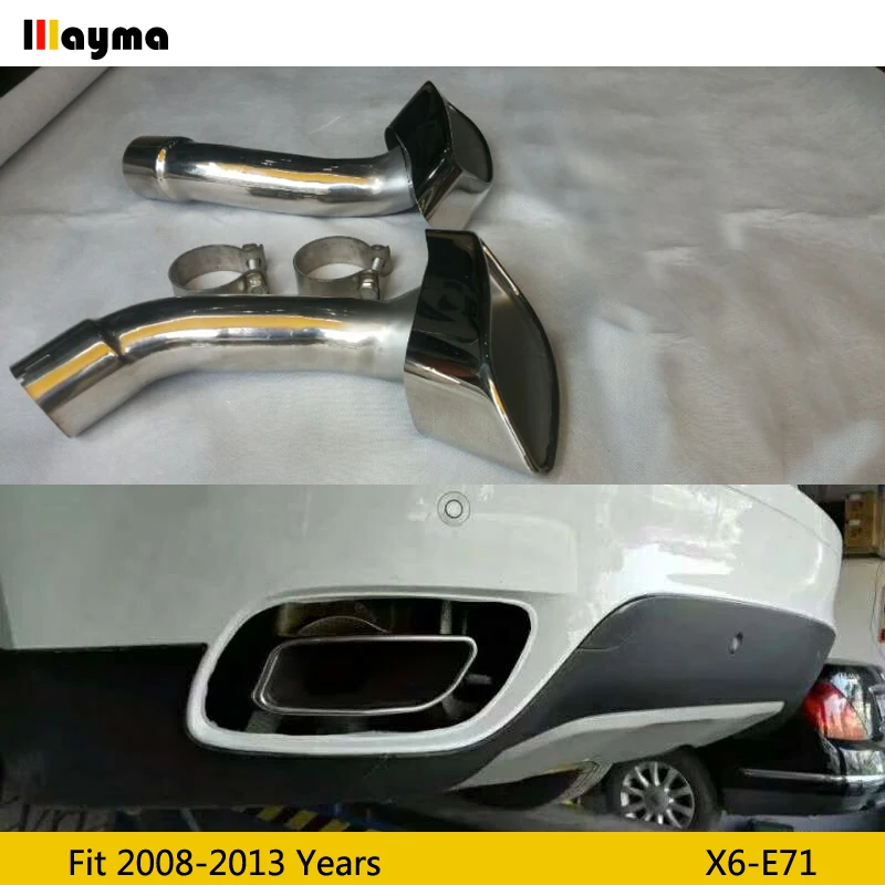 Трубы глушителя с квадратным хвостом для BMW X6 35i xDrive 2008-2013 год E71 глушители из нержавеющей стали