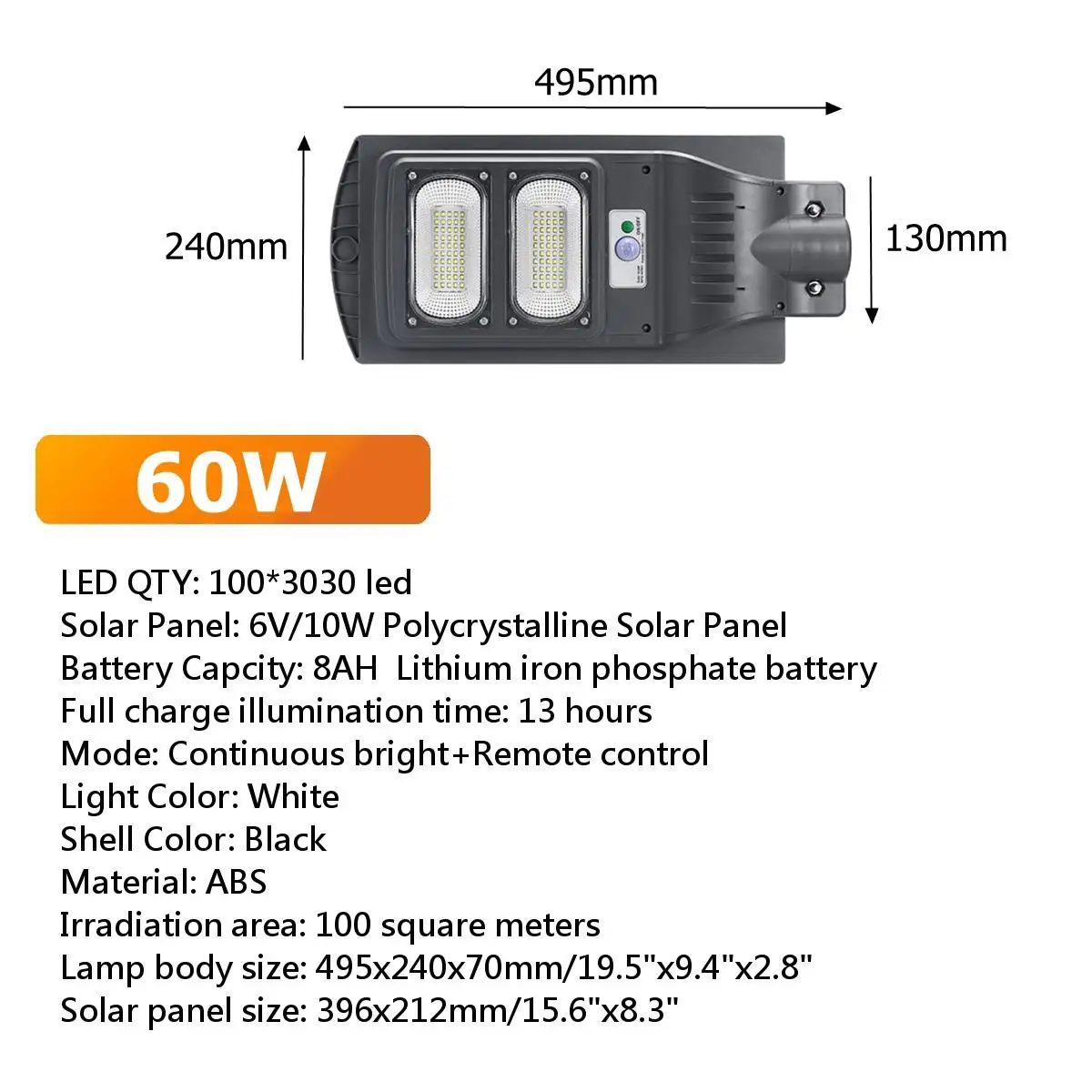 60/90/150W LED Wall Lamp IP65 Solar Street Light Radar motion 2 In 1 Constantly bright& Induction Solar Sensor Remote Control - Испускаемый цвет: 60W