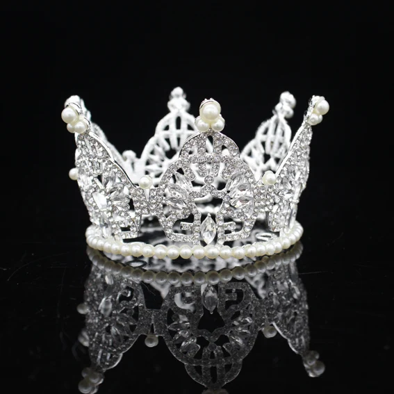 Красивый жемчуг тиара корона принцессы для девочек/ребенка день рождения вечерние свадебные украшения для волос Свадебные украшения для волос аксессуары - Окраска металла: Silver Tiara
