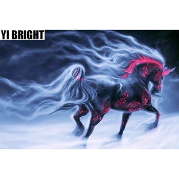 

3D Square/Round Drill,5D DIY Diamond Painting "Black Unicorn" Embroidery Cross Stitch Mosaic Full Picture Of Rhinestone Decor GT