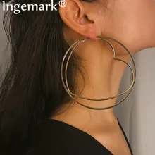 Ingemark преувеличенные модные массивные серьги корейские Золотые Большие геометрические серьги-гвоздики в форме сердца для влюбленных маленькие подарки для девушек