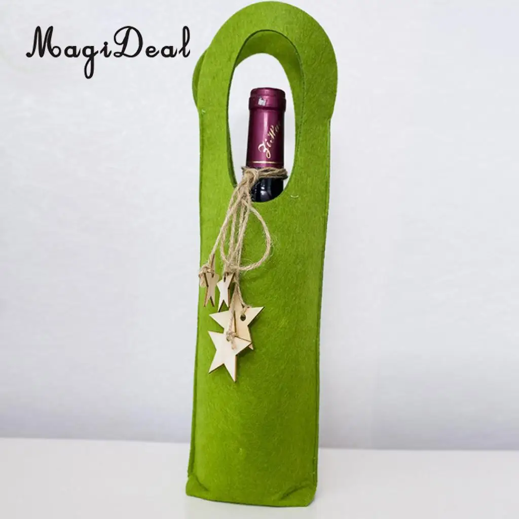 MagiDeal Christmas Felt Wine Bottle Cover Holder with Star Pendant Dinner Party Home Table Decor