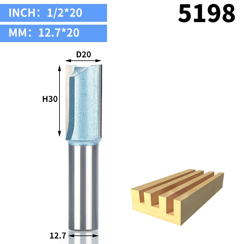 HUHAO 1 шт. 1/" хвостовик прямой бит Деревообрабатывающие инструменты вольфрамовые фрезы для дерева Карбид Концевая фреза фрезы древесины - Длина режущей кромки: 5198