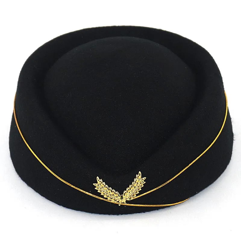 Осенне-Весенняя мода стюардесса колпачок из шерсти шляпа женские элегантные береты Прямая - Цвет: Черный