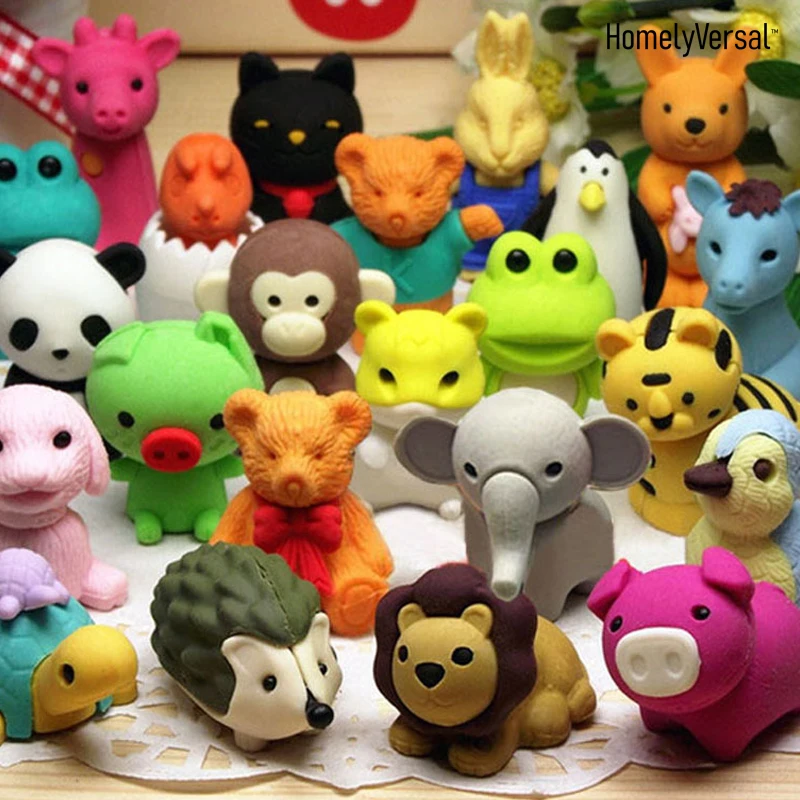 

3 pcs Creative Animals Cute Eraser School Office Supply rubber Student Exam Pencil Erasable Tool school Stationery
