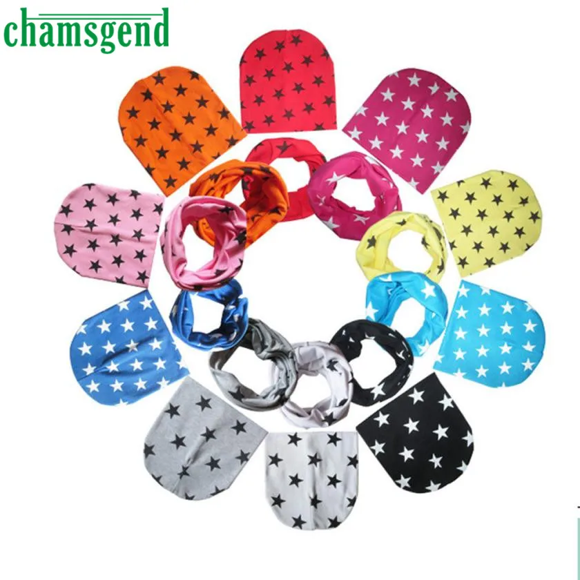 

Chamsgend Baby Hat Star Printing Scarf Boys Girls Infant Children Scarf Child Scarf Hats Caps Feb07