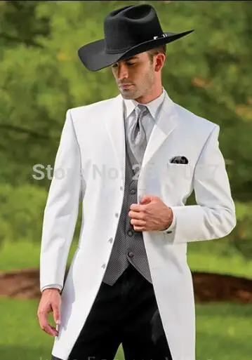 Wholesale - New cowboy series white suit groom wedding suit (jacket and pants).jpg