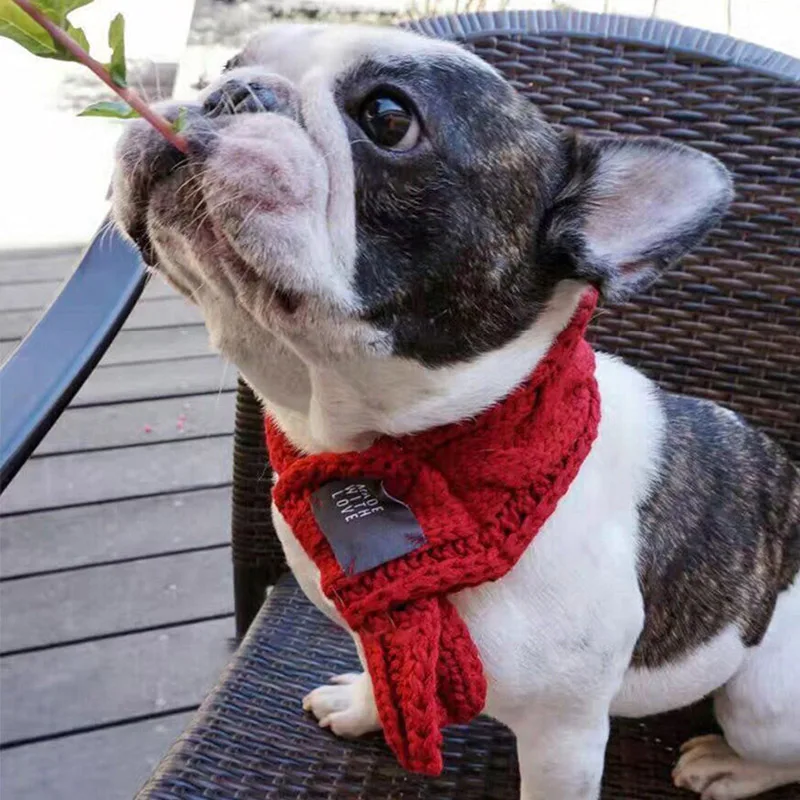 

Pet Dog Scarf Winter Christmas Knitting Scarf For Small Medium Dogs Puppy Bow Tie Pets Products Dog Cat Accessories Bulldog York