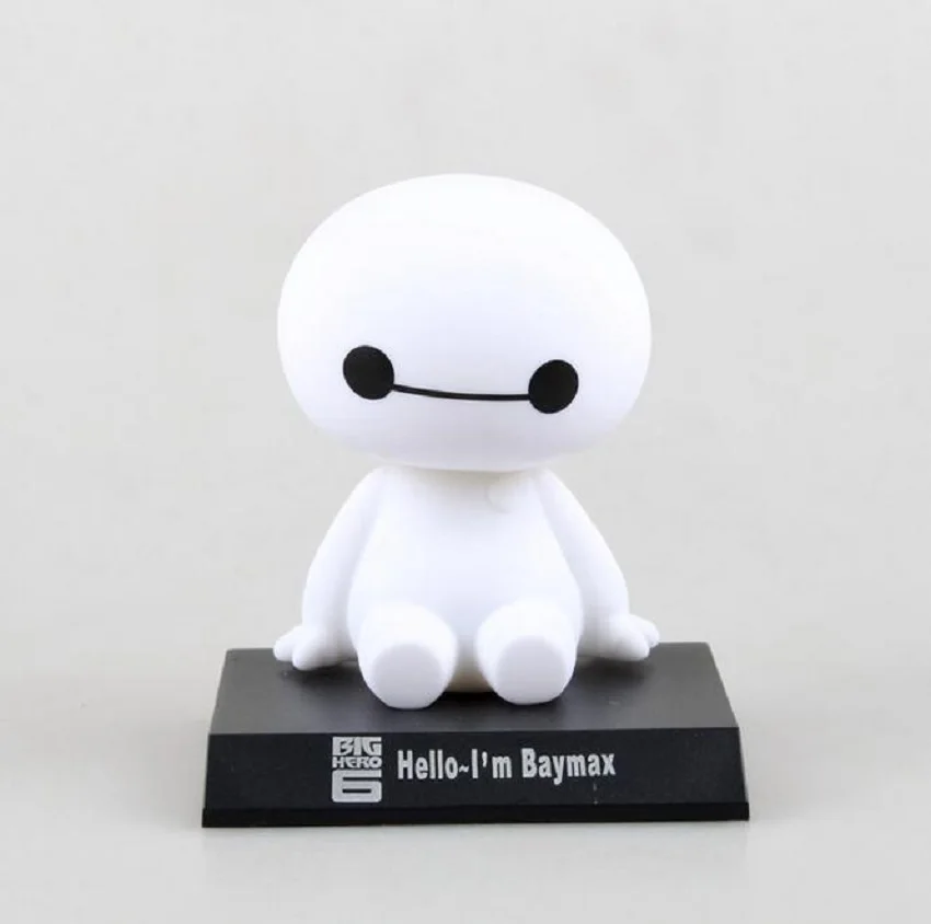 

Big Hero PVC Action Figure Cartoon Cute Robot Shaking Baymax Dolls Car Decoration With Base and Box Kids Toys Birthday Gifts