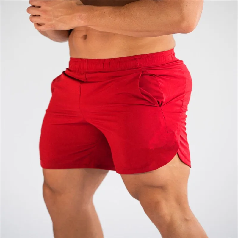 Мужские спортивные шорты для фитнеса, Брендовые мужские шорты для бодибилдинга, пробежек, тренировок, тренировок, мужские шорты, летние крутые короткие спортивные штаны - Цвет: Красный