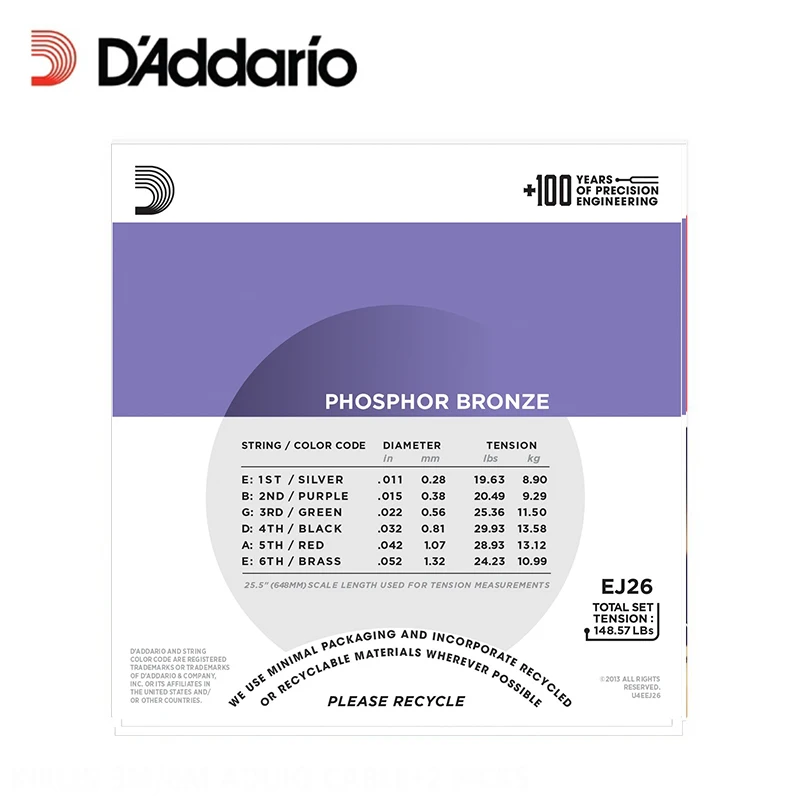 D'Addario EJ26 бронзовые для акустической гитары струны изготовленный на заказ