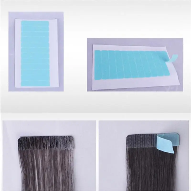 60pcs 5 Sheets 4cm*0.8cm Hair Tape Adhesive Glue Double Side Tape Waterproof For Lace Wig Feature Human Hair Extension Tool
