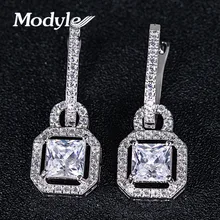 Модные элегантные, квадратной формы AAA+ фианит хрусталь, циркон, камень свадебные серьги для женщин