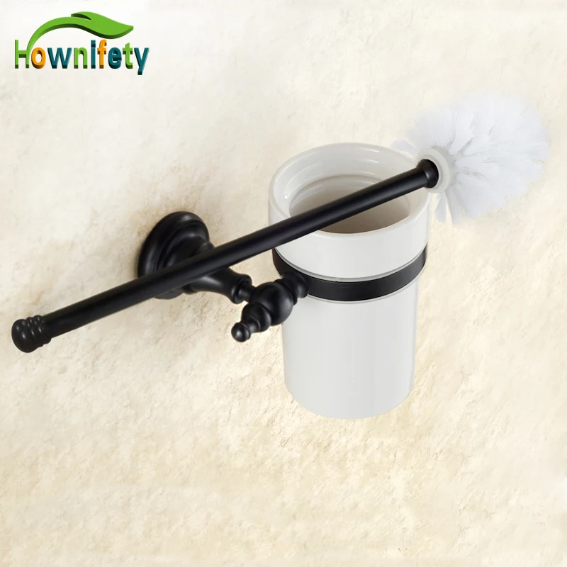 

Oil Rubbed Bronze Bathroom Toilet Brush Holder + Brush + Ceramic Cup Wall Mount