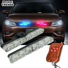 Wireless Remote Controller 2×6 LED Car Strobe Warning Polizia Light Bar 12 V Emergenza Lavoro del LED DRL Fari Luci Per Auto Griglia Netto