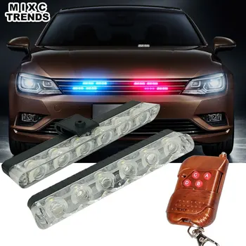 

Wireless Remote Controller 2x6 LED Car Strobe Warning Police Light Bar 12V Emergency LED Work DRL Fog Lights For Car Net Grill