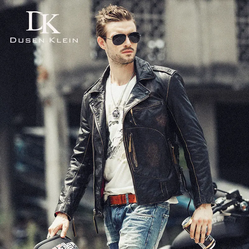 Кожаная куртка для мужчин мотоциклетная повседневная черная 71U039|jacket black|jacket