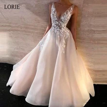 LORIE A-Line Evening Dress Appliques with Tulle Sleeveless V neck Wedding Party Dress Women&Girls robe soiree Open Back Dress LORIE A-Line Evening Dress Appliques with Tulle Sleeveless V neck Wedding Party Dress Women&Girls robe soiree Open Back Dress