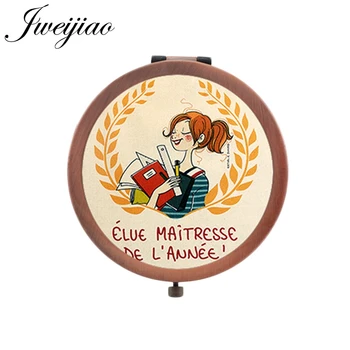 

JWEIJIAO pencil blackboard Platform photo Decoration Merci Maitresse pocket mirror glass cabochon metal teachers day gift MM63