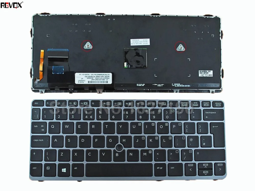 New UK Keyboard Laptop For HP EliteBook 820 G1 SILVER FRAME BLACK