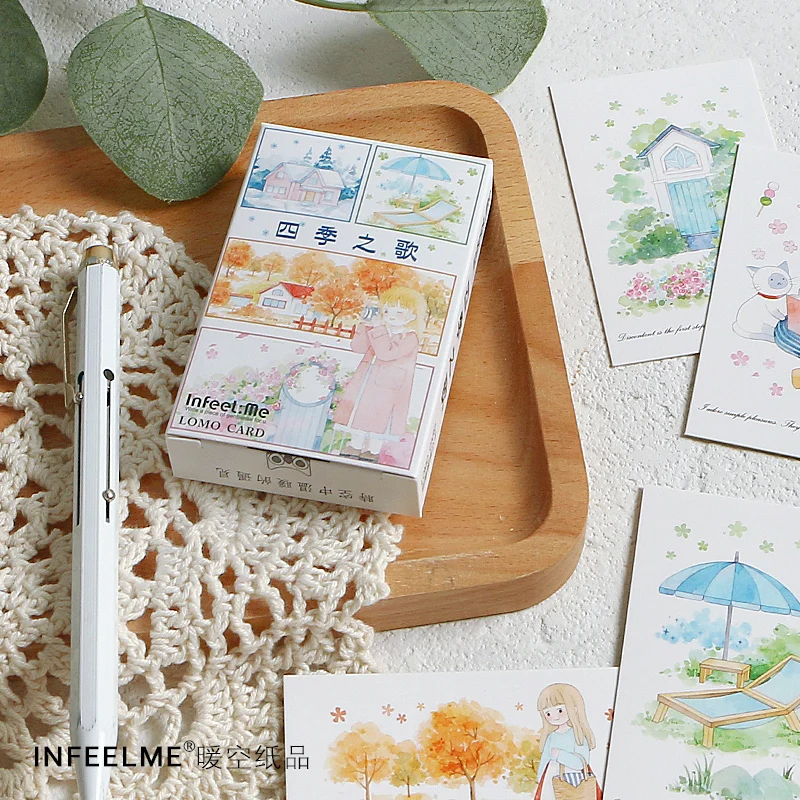 

28pcs\ seasons song LOMO card creative DIY cute funny greeting card blank message card mini postcard student office supplies