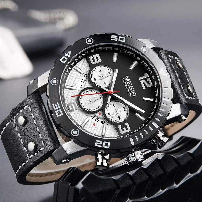 

2018 New Fashion Men Watch Luxury Quartz Military Sport Watch Waterproof Gold Leather Band Wrist Watch