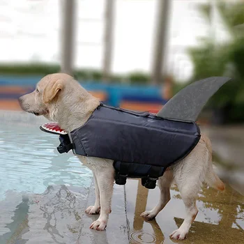 

2019 Pet Swimsuit with D Ring for Leash, Funny Animal Shaped Dogs Reflective Life Jacket, Duck/Shark