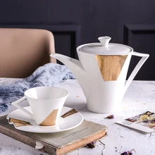 Костяного фарфора чайник Керамика кружка 24 К Золотая роскошь посуда наборы Кофе кружка