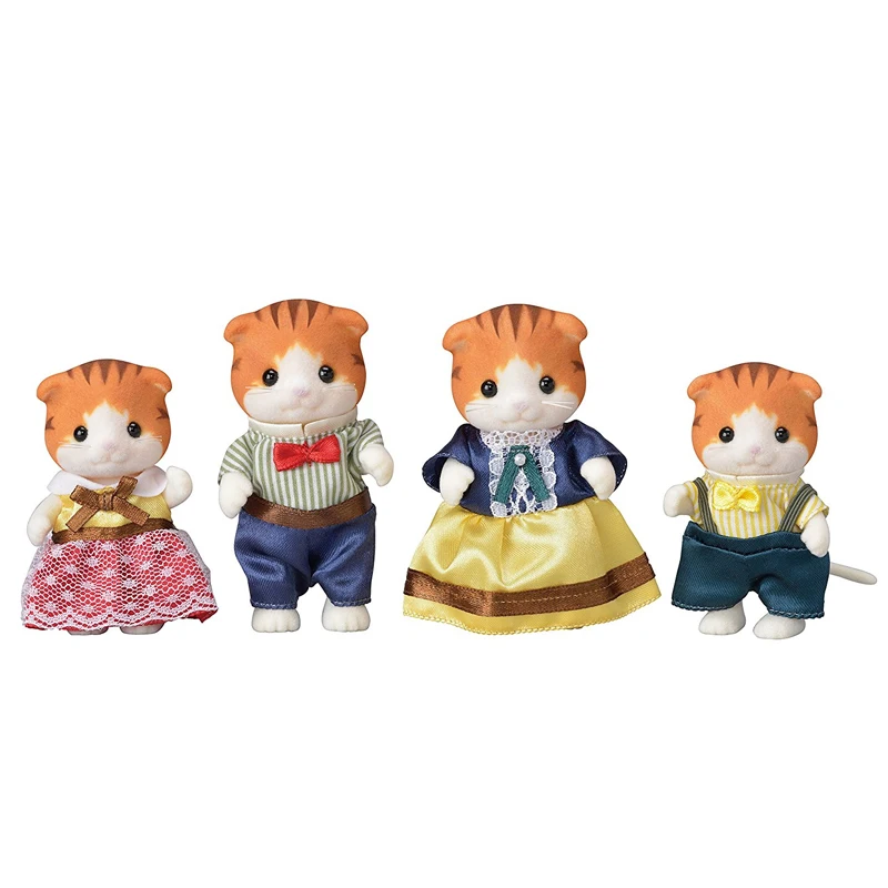 Sylvanian Families клен Кот семейный кукольный домик 4 шт. Набор фигурок для родителей и детей девочка игрушка подарок новинка 5290