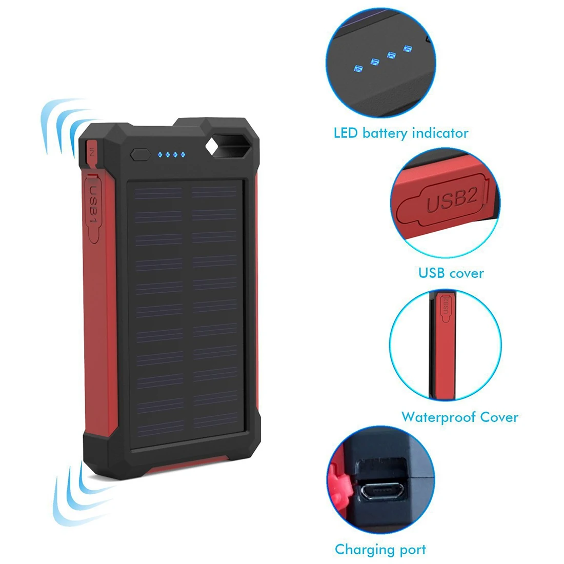 

New 30000mAh Solar Battery Portable Charger Dual USB External Battery Long Lasting High Capacity for Mobile Phone Solar