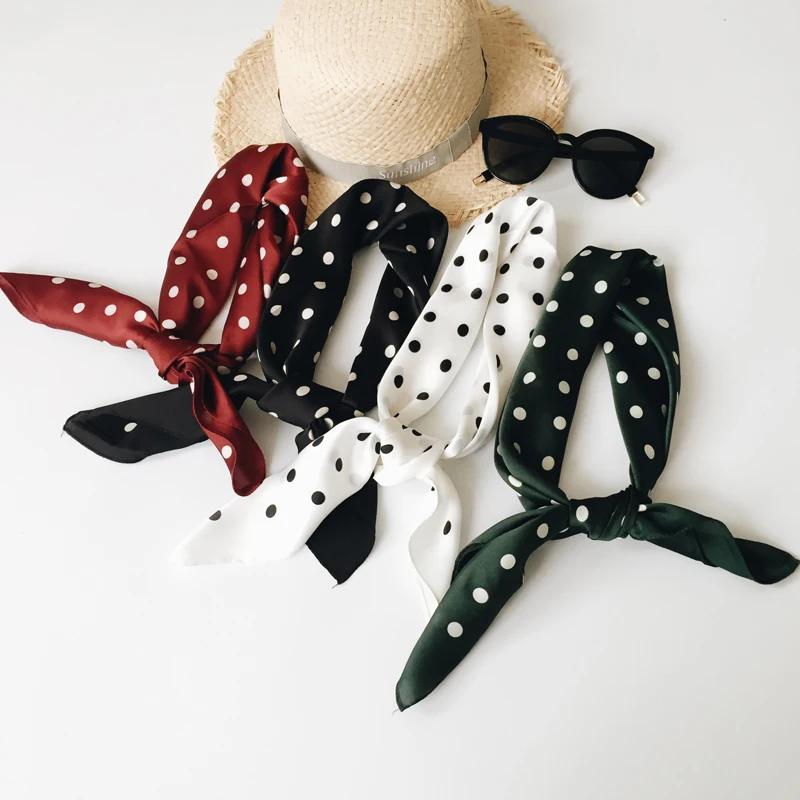 Korea Small Square Scarf Wave Dot Point Women Decoration Scarf Luxury