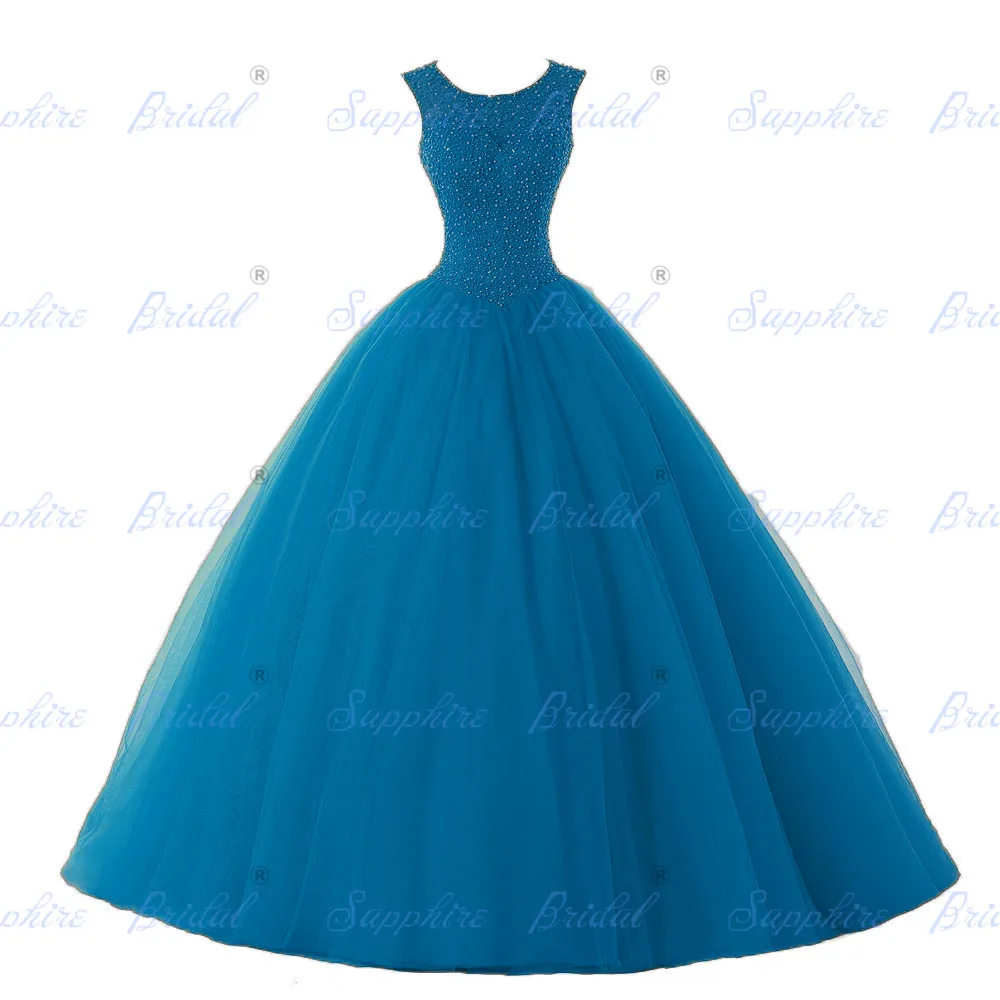 Сапфировое свадебное платье 15 Anos De Debutante бальное платье с бисером милое 16 Платье бирюзовое платье для кинсеаньеры - Цвет: BLF-66-teal