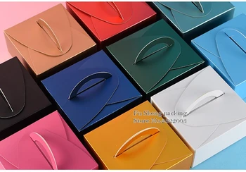 

14.2x14.2x6.5cm Cake Packaging Boxes with handle, cup cake box ,wedding paper cardboard cake box 100pcs/lot