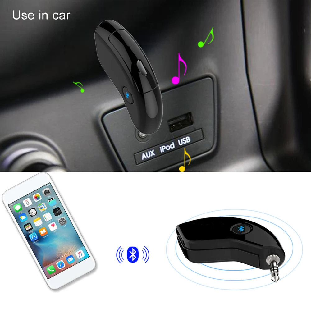 Mini Bluetooth Car Kit Bluetooth Receiver Hands-free 3.5mm AUX Output Adapter For Music Mobile Phones Mini Bluetooth Car Kit Bluetooth Receiver Hands-free 3.5mm AUX Output Adapter For Music Mobile Phones
