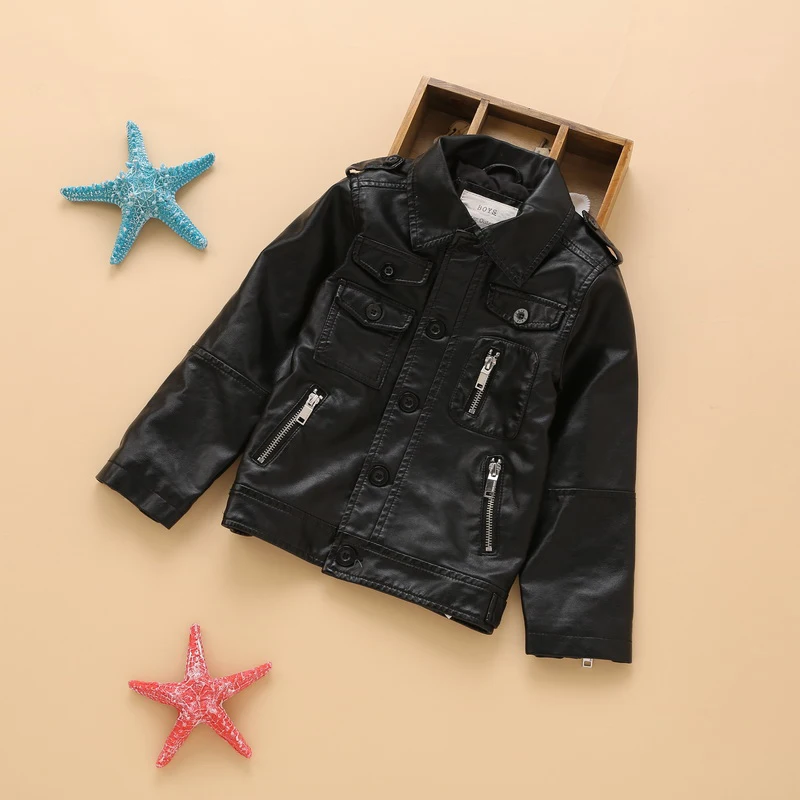 IMCCE Band Children's leather jacket for boy kids Clothes 2016 Fashion