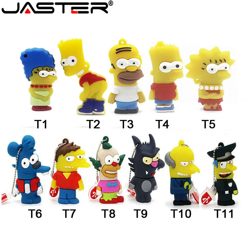 Флешка JASTER Bart Simpson Mouse Wolf 1 Гб 2 4 ГБ 8 32 U диск флешка Homer Pen Drive USB флеш накопитель|USB