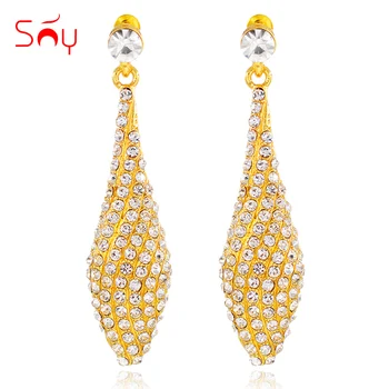 

Sunny Jewelry Big Earrings For Women Long Drop Dangle Earrings Cubic Zirconia Heart Earrings For Anniversary Bohemia Jewelry